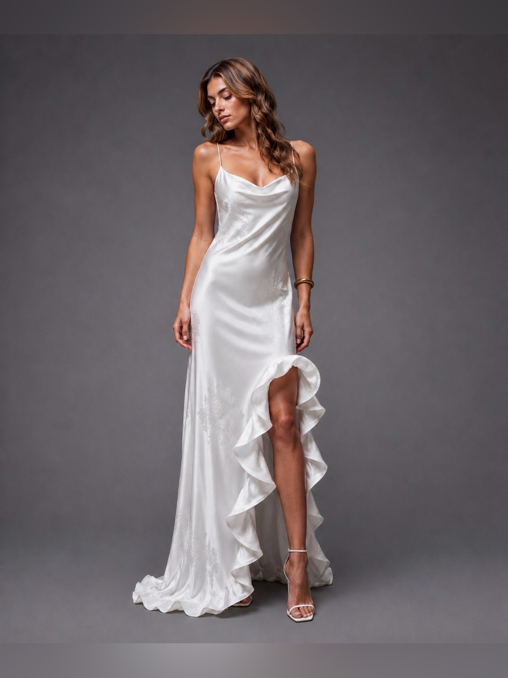 Ronny Kobo Silk Ruffle Gown Dramatic